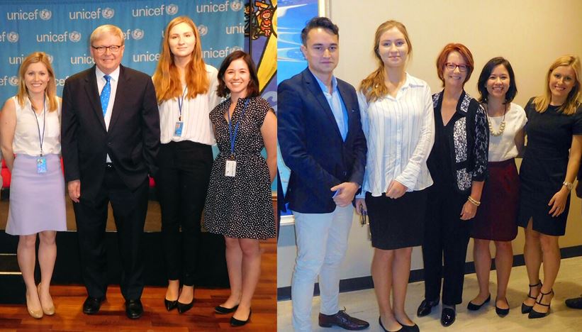 Stephanie met former Prime Ministers, Julia Gillard and Kevin Rudd, when they addressed the UN assembly and UNICEF respectively at the Forum.