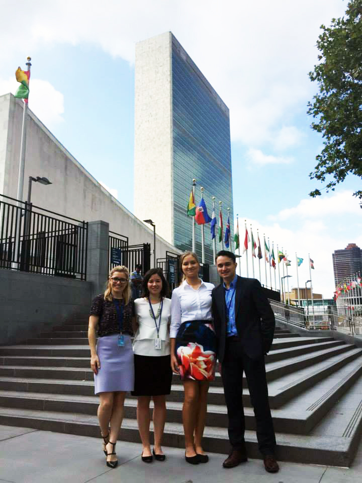 The Global Voices UN ECOSOC Australian Youth Delegation outside UN Headquarters in New York, July 2015. 